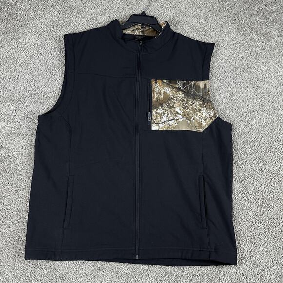 Realtree Vest Mens 3XL Black Camo Softshell Full Zip Chest Pocket Hunting Gear - Picture 1 of 11